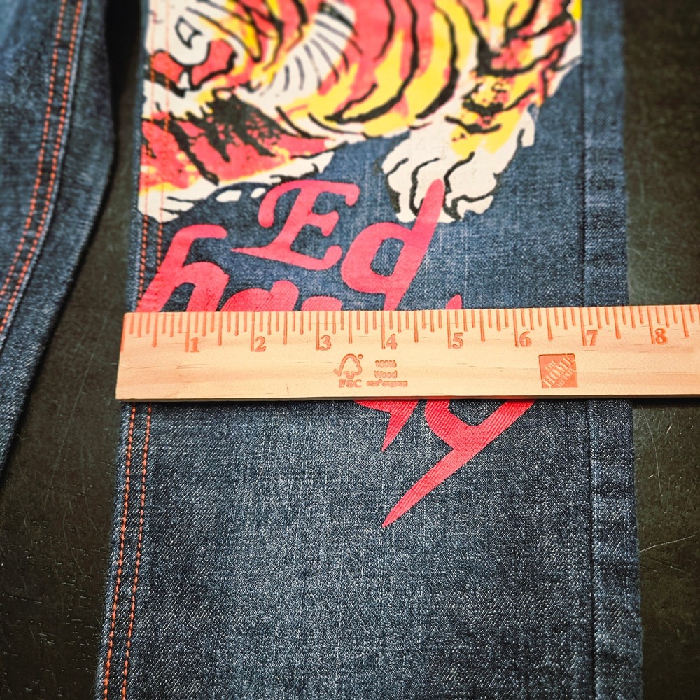Ed‎ Hardy Youth Tiger Straight Leg Jeans Size 10 Y2K Tattoo Art 26x25 Streetwear - Picture 12 of 13
